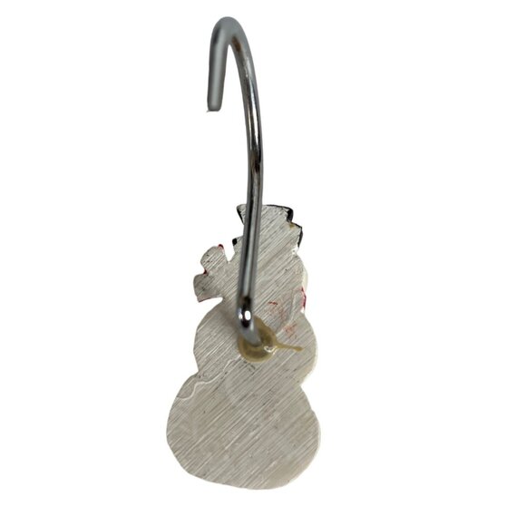 Snowman Christmas Shower Curtain Hooks Decorative Seasonal White Set of 12 - Picture 4 of 4